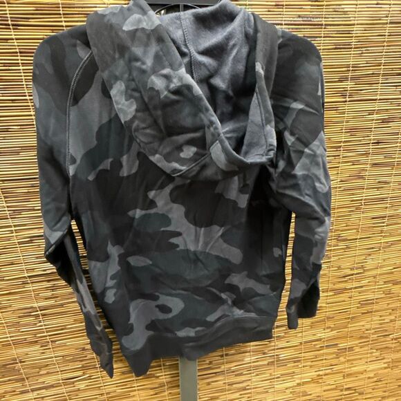Men's Cotton Fleece Full Zip Sweatshirt - All in Motion Black Camo Print Size S - Picture 3 of 3